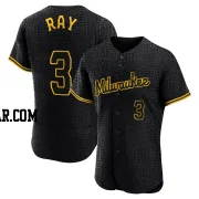 Corey Ray Men's Milwaukee Brewers Black Authentic Snake Skin City Jersey