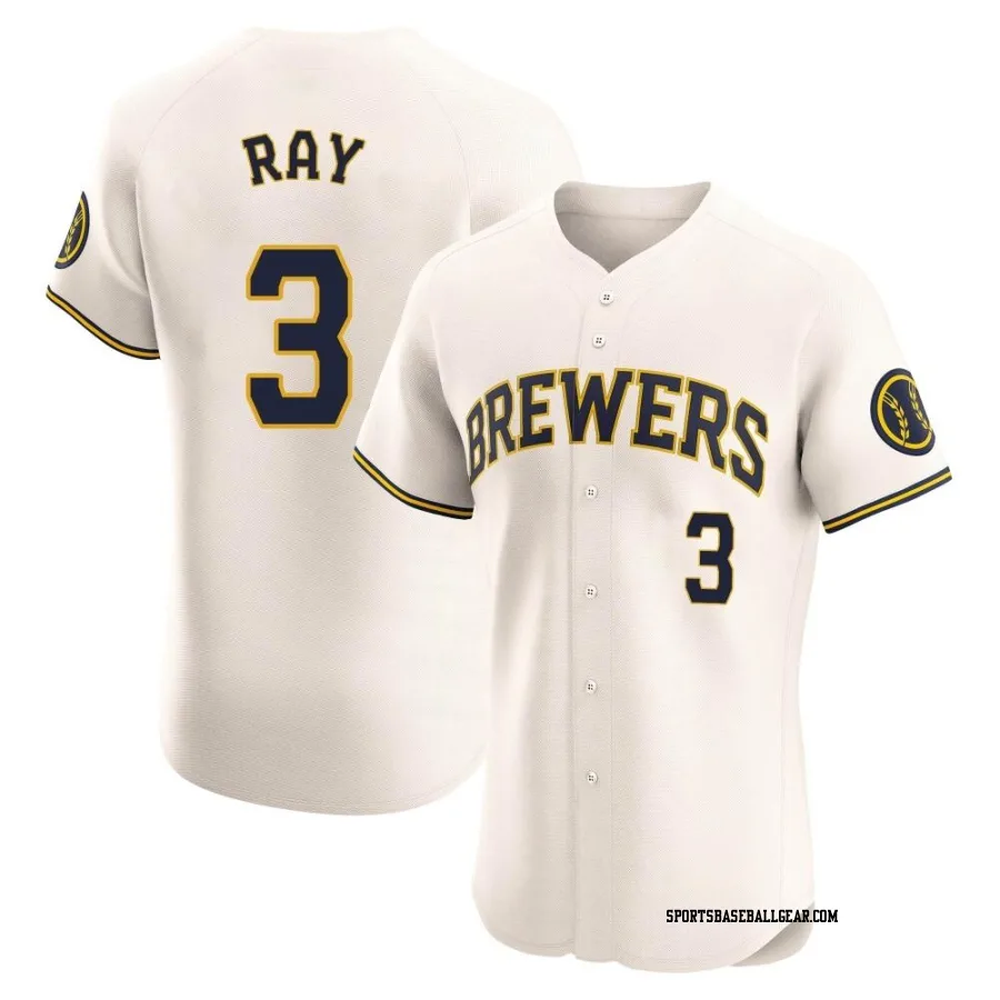 Corey Ray Men's Milwaukee Brewers Cream Elite Home Jersey