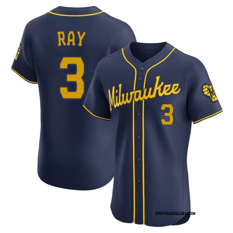 Corey Ray Men's Milwaukee Brewers Navy Elite Alternate Jersey