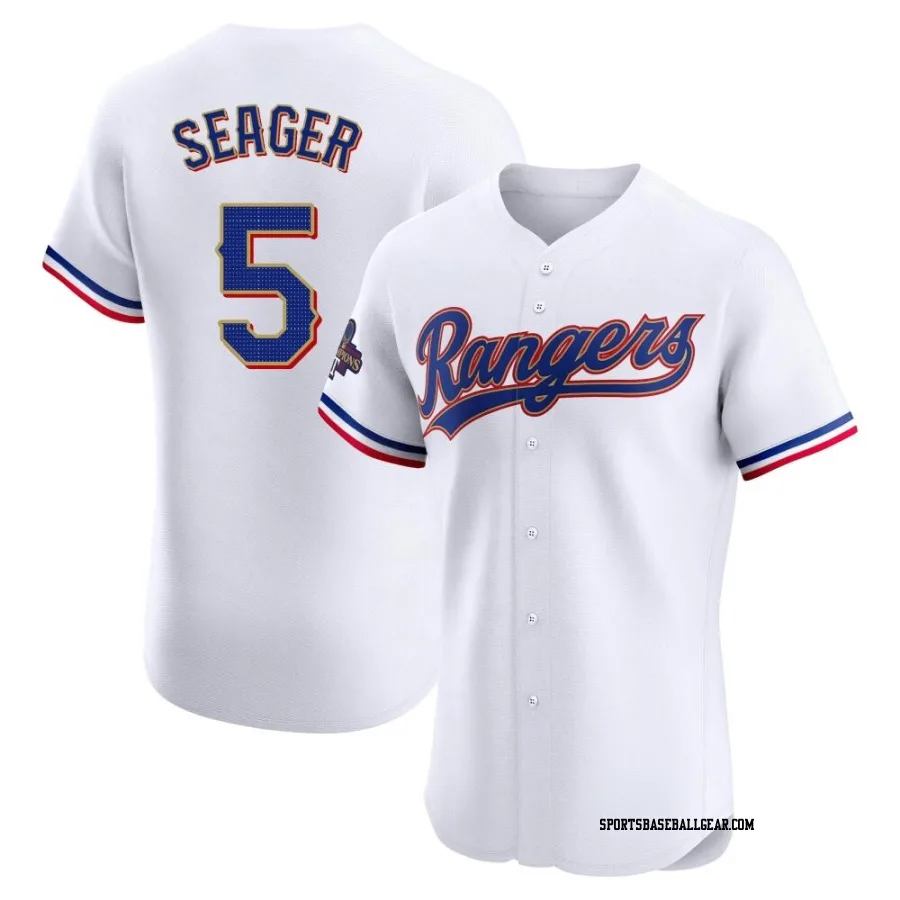 Corey Seager Men's Texas Rangers Gold Elite White 2024 Collection Jersey