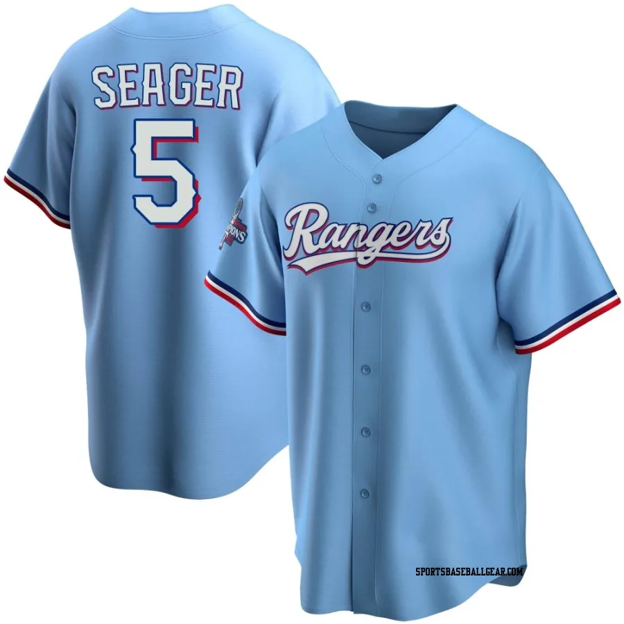 Corey Seager Men's Texas Rangers Light Blue Replica Alternate 2023 World Series Champions Jersey