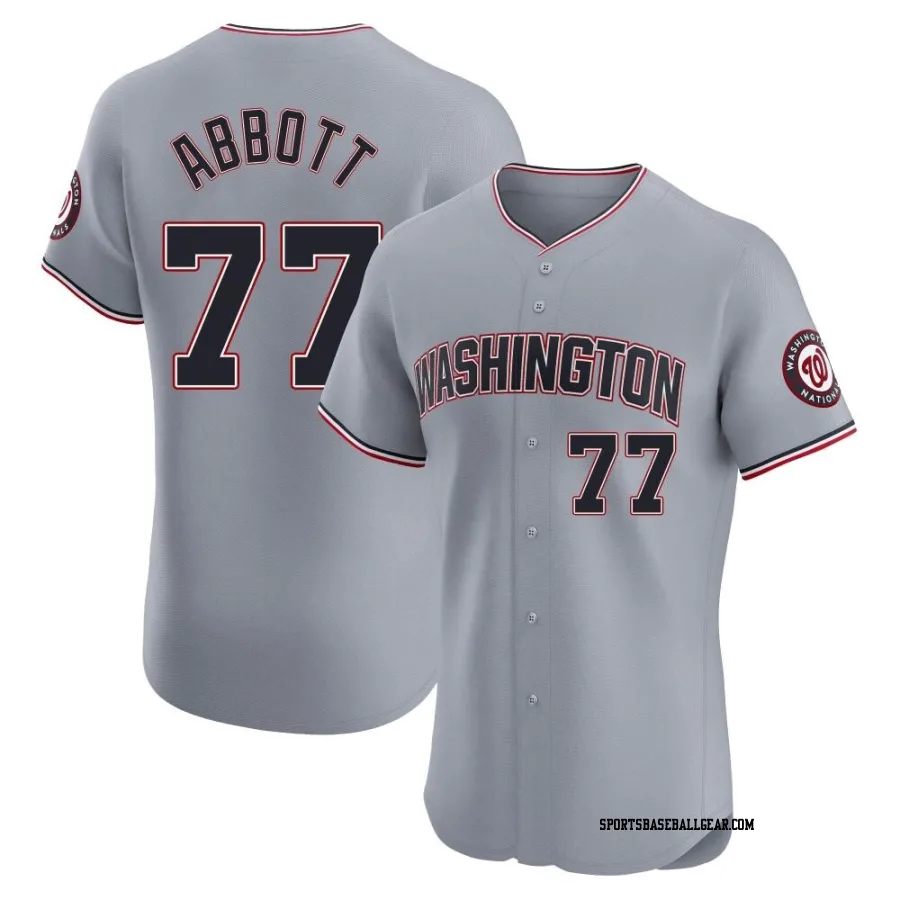 Cory Abbott Men's Washington Nationals Gray Elite Road Jersey