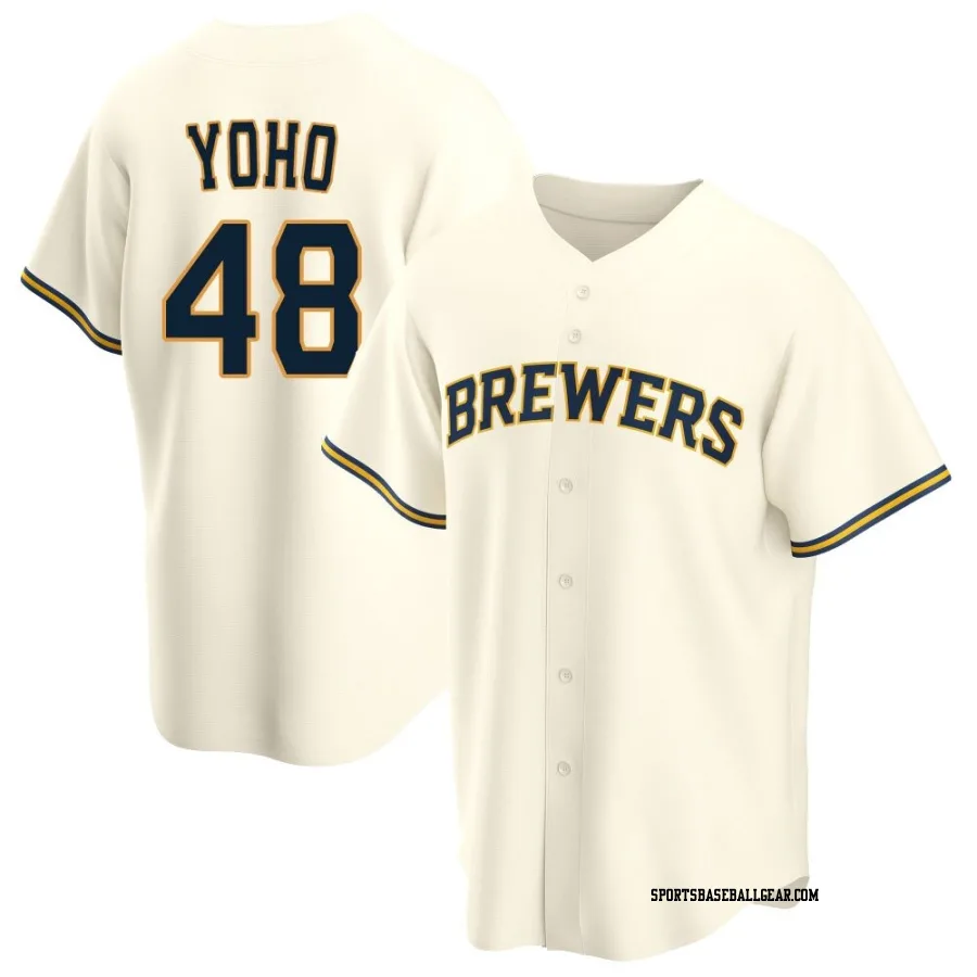 Craig Yoho Men's Milwaukee Brewers Cream Replica Home Jersey