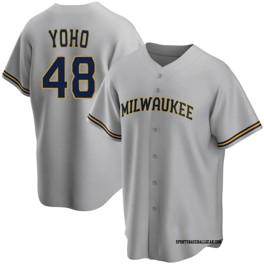 Craig Yoho Men's Milwaukee Brewers Gray Replica Road Jersey