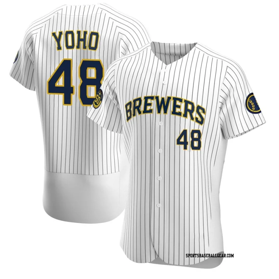 Craig Yoho Men's Milwaukee Brewers White Authentic Alternate Jersey