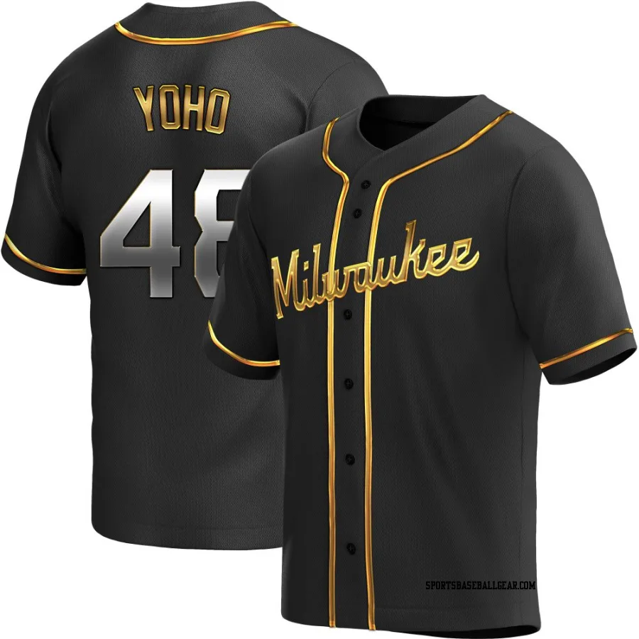 Craig Yoho Youth Milwaukee Brewers Black Golden Replica Alternate Jersey