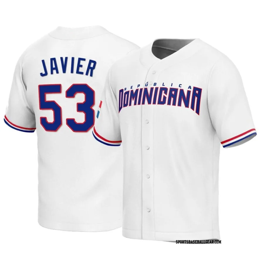 Cristian Javier Men's Dominican Republic Baseball White Replica 2023 World Baseball Classic Jersey