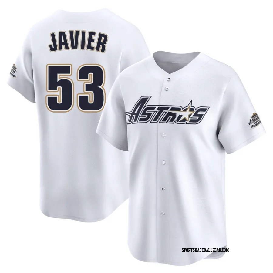 Cristian Javier Men's Houston Astros White Limited Throwback Cooperstown Collection Jersey