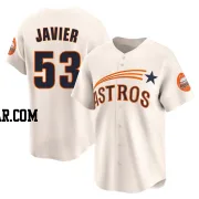 Cristian Javier Youth Houston Astros Cream Limited Throwback Cooperstown Collection Jersey