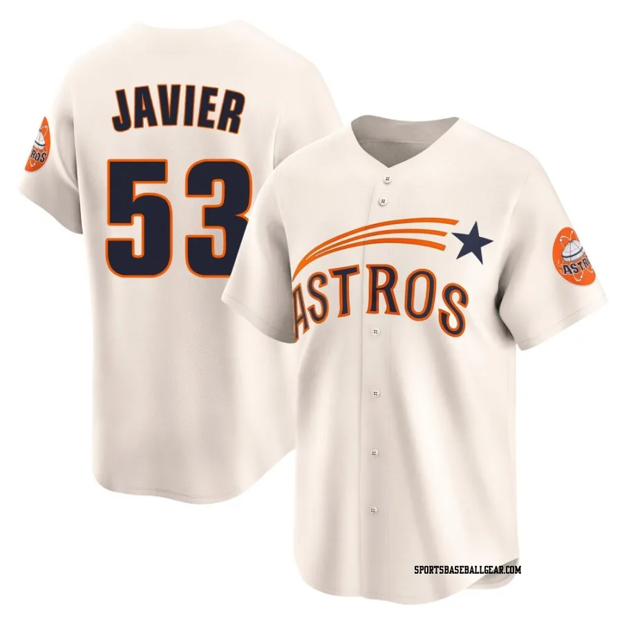 Cristian Javier Youth Houston Astros Cream Limited Throwback Cooperstown Collection Jersey