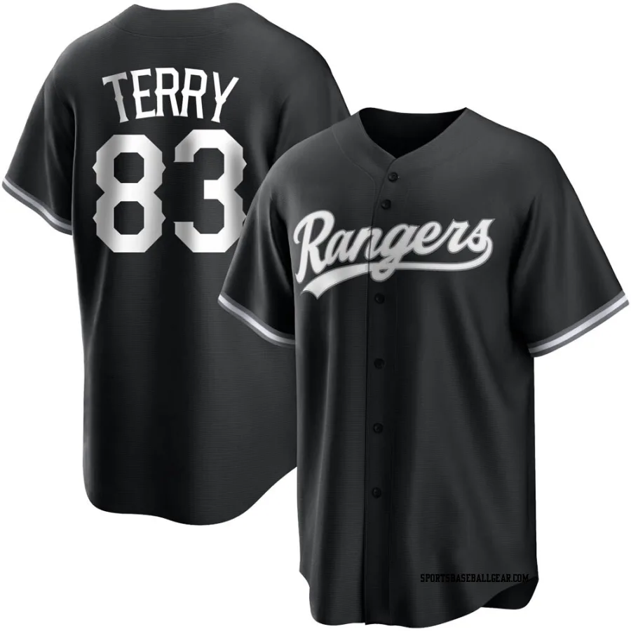 Curtis Terry Men's Texas Rangers Black/White Replica Jersey