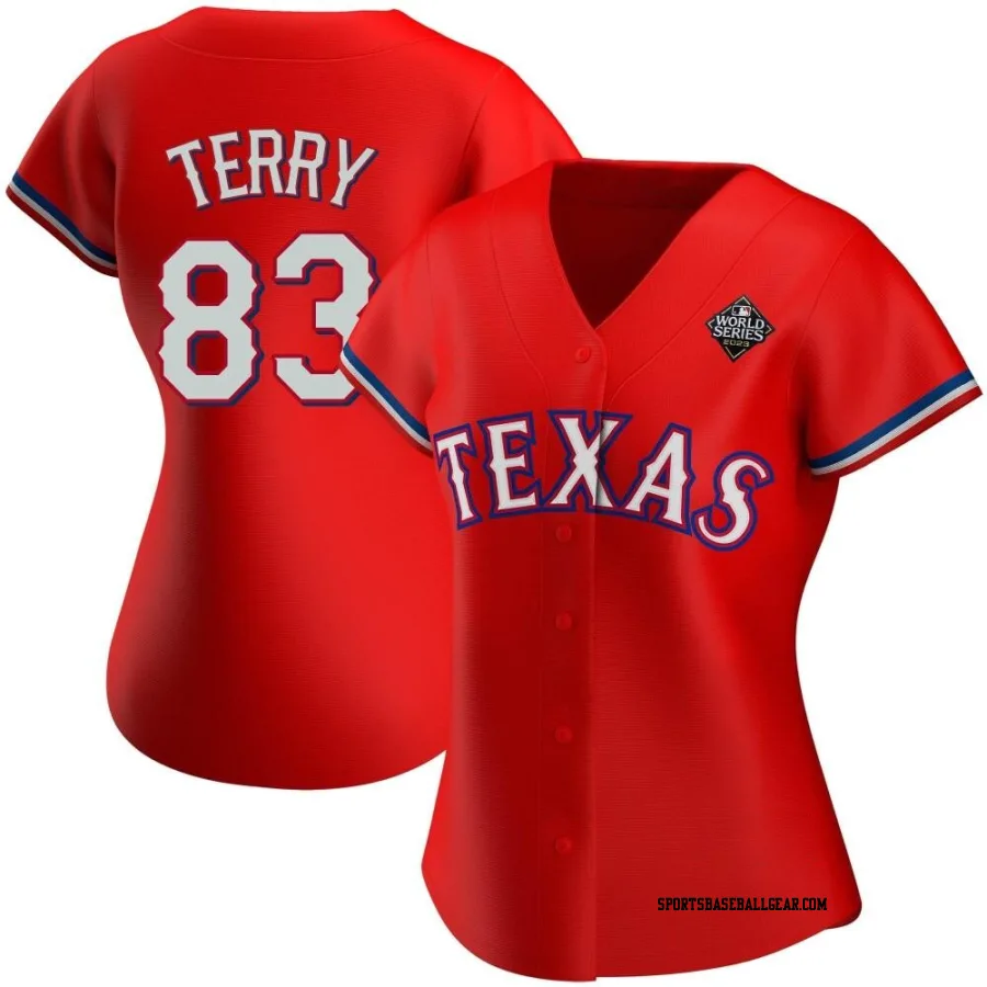 Curtis Terry Women's Texas Rangers Red Replica Alternate 2023 World Series Jersey