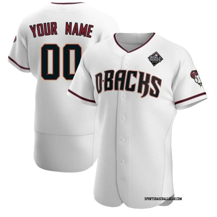 Custom Men's Arizona Diamondbacks White Authentic Crimson Home 2023 World Series Jersey