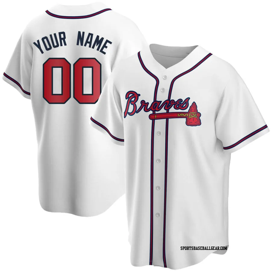 Custom Men's Atlanta Braves White Replica Home Jersey