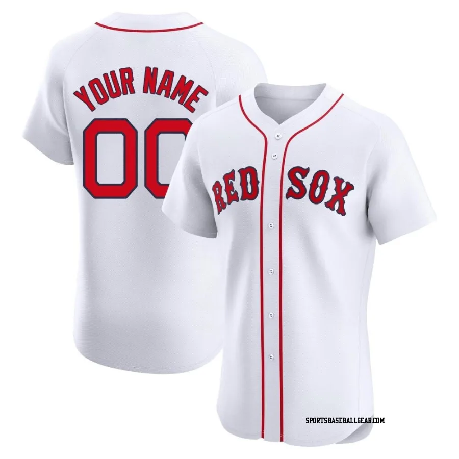Custom Men's Boston Red Sox White Elite Home Patch Jersey