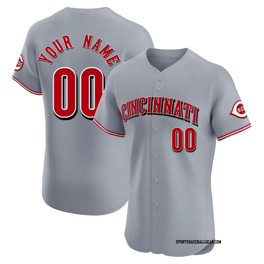 Custom Men's Cincinnati Reds Gray Elite Road Jersey
