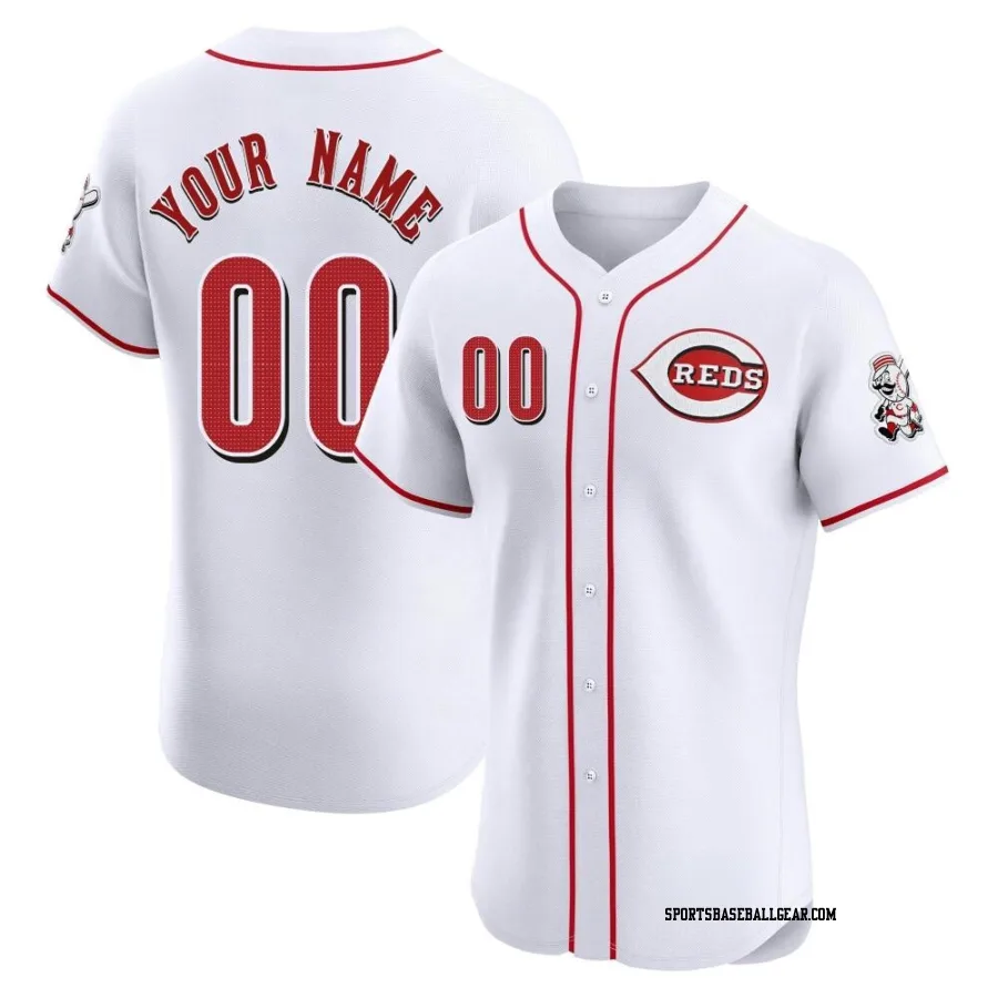 Custom Men's Cincinnati Reds White Elite Home Jersey