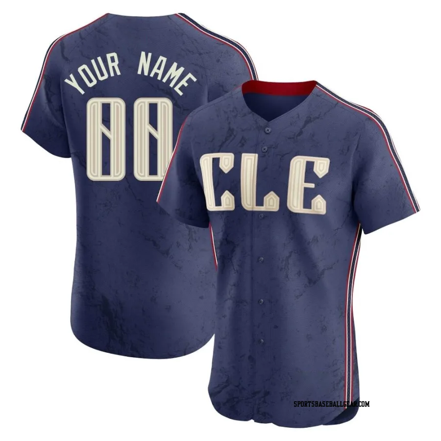 Custom Men's Cleveland Guardians Navy Elite 2024 City Connect Jersey