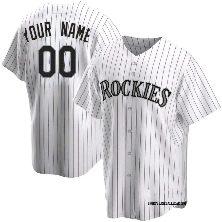 Custom Men's Colorado Rockies White Replica Home Jersey
