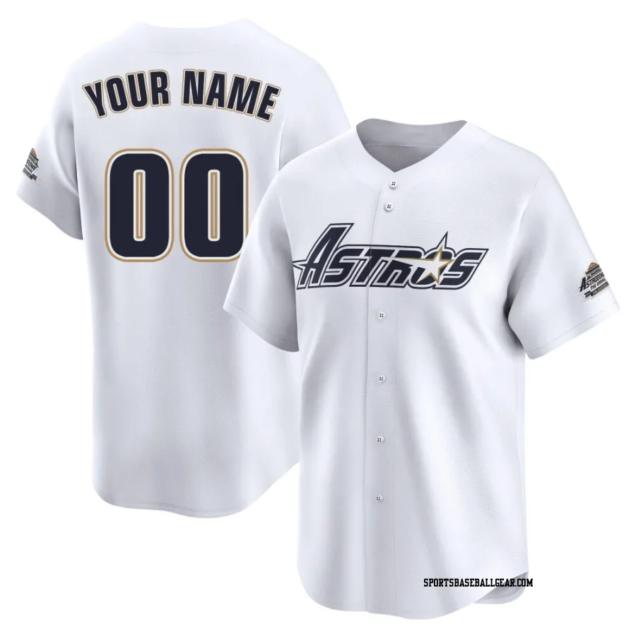 Custom Men's Houston Astros White Limited Throwback Cooperstown Collection Jersey