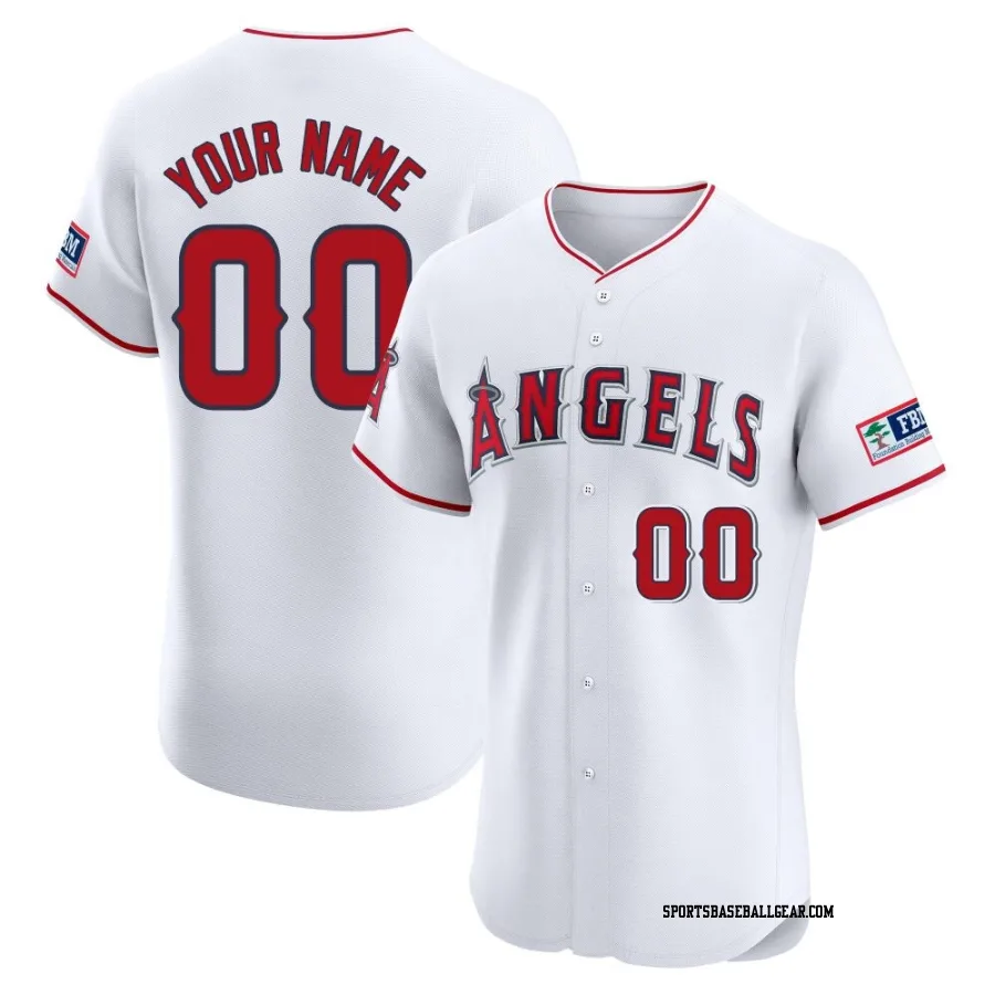 Custom Men's Los Angeles Angels White Elite Home Patch Jersey
