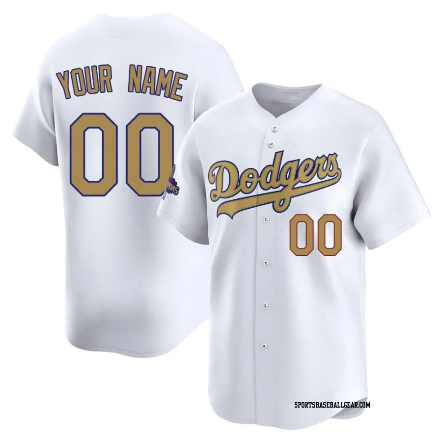 Custom Men's Los Angeles Dodgers Gold Limited White 2025 Collection Jersey