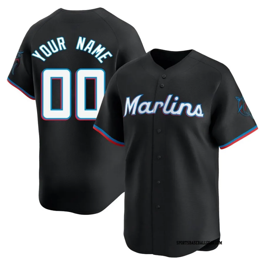 Custom Men's Miami Marlins Black Limited Alternate Jersey