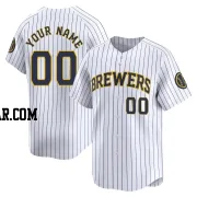 Custom Men's Milwaukee Brewers White Limited Alternate Jersey