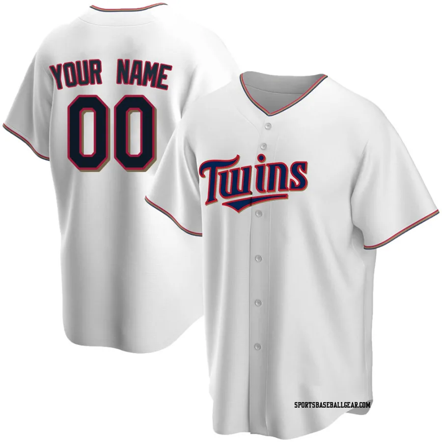 Custom Men's Minnesota Twins White Replica Home Jersey