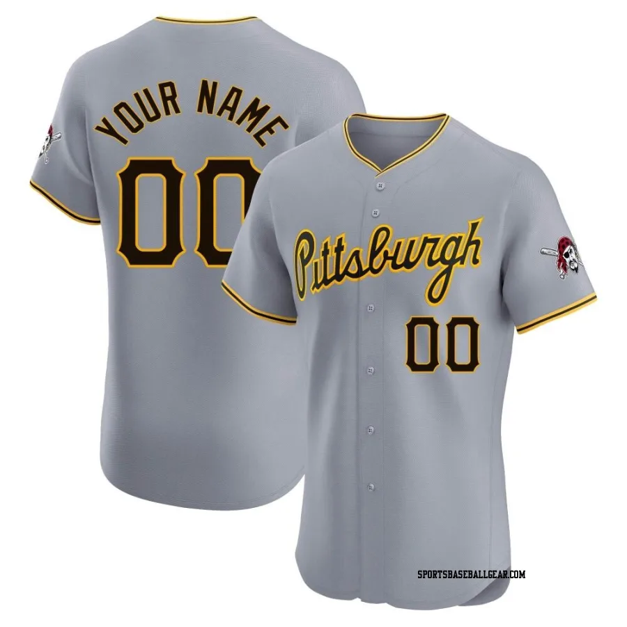 Custom Men's Pittsburgh Pirates Gray Elite Road Jersey