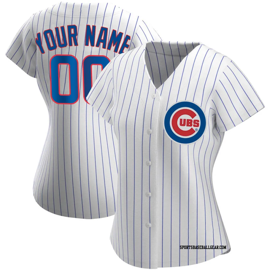 Custom Women's Chicago Cubs White Authentic Home Jersey
