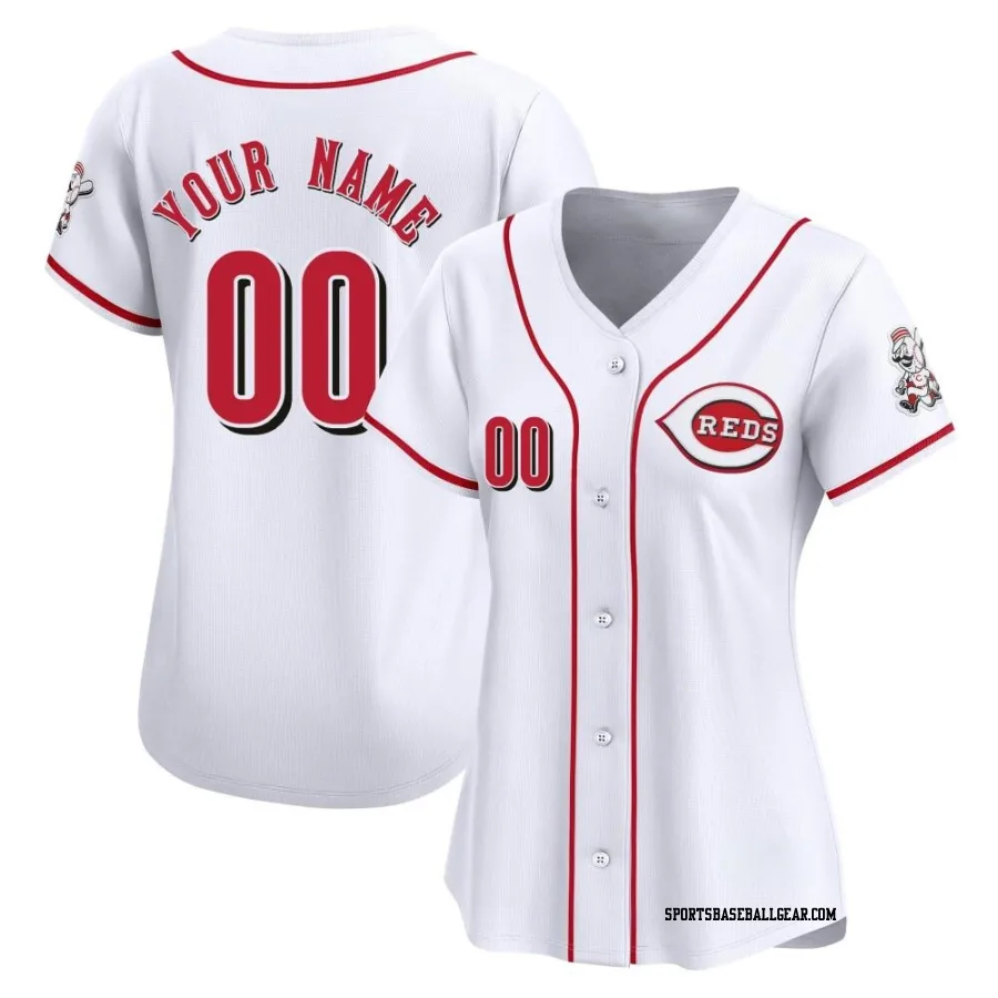 Custom Women's Cincinnati Reds White Limited Home Jersey