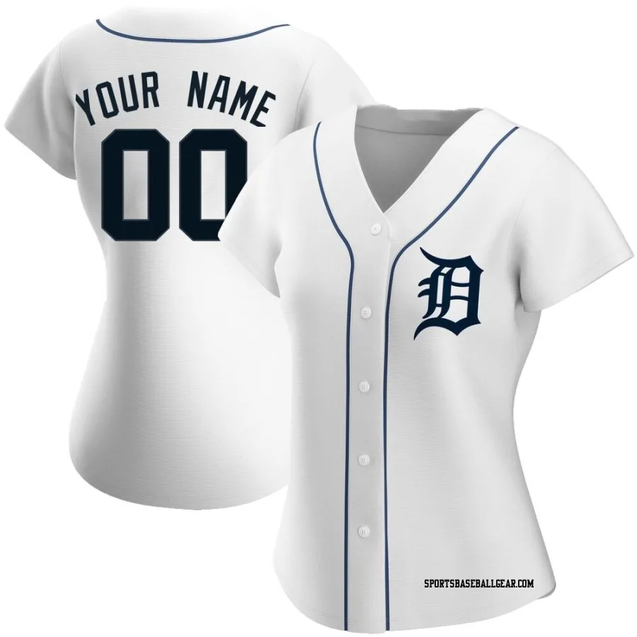 Custom Women's Detroit Tigers White Replica Home Jersey