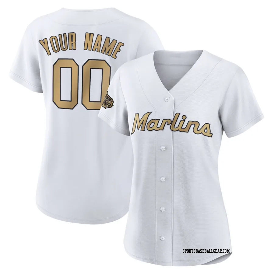 Custom Women's Miami Marlins White Game Authentic 2022 All-Star Jersey