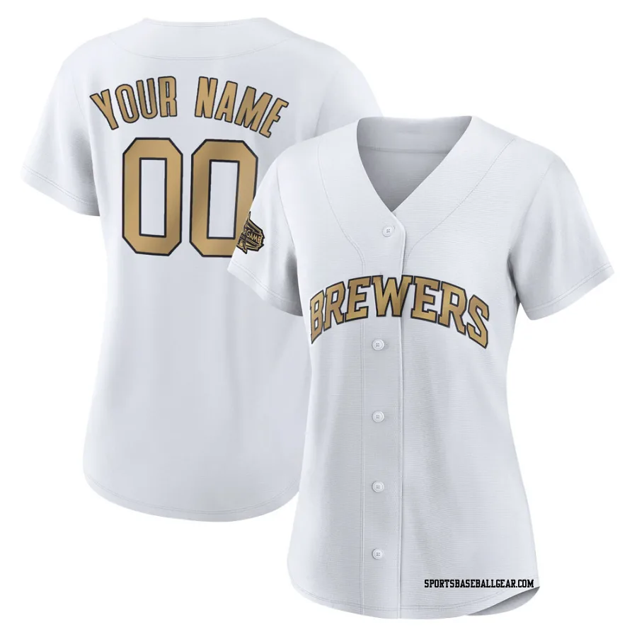 Custom Women's Milwaukee Brewers White Game Authentic 2022 All-Star Jersey