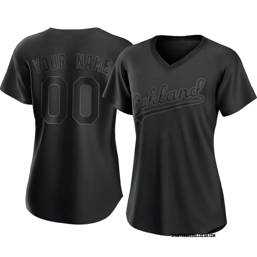 Custom Women's Oakland Athletics Black Replica Pitch Fashion Jersey