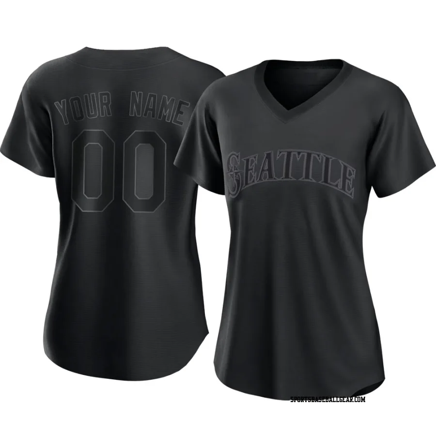 Custom Women's Seattle Mariners Black Authentic Pitch Fashion Jersey