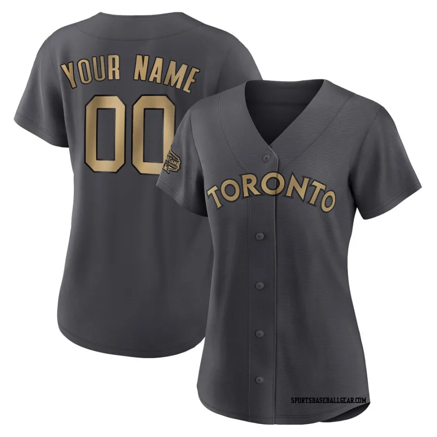 Custom Women's Toronto Blue Jays Charcoal Game Replica 2022 All-Star Jersey