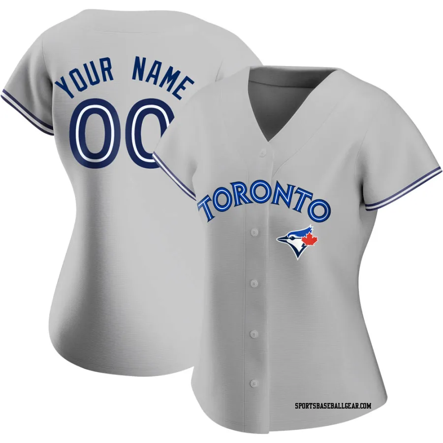 Custom Women's Toronto Blue Jays Gray Authentic Road Jersey