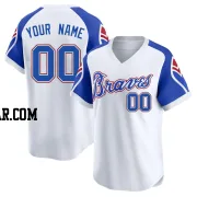 Custom Youth Atlanta Braves White Limited Throwback Cooperstown Collection Jersey