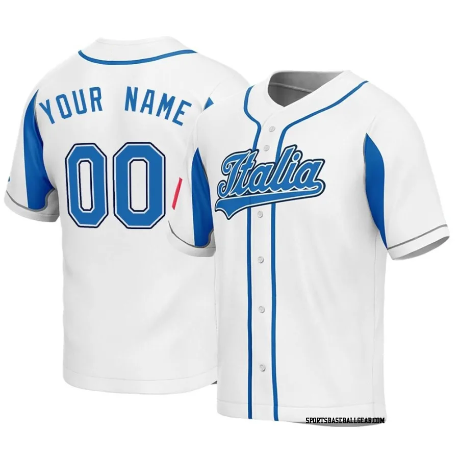 Custom Youth Italy Baseball White Replica 2023 World Baseball Classic Jersey