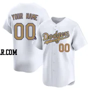 Custom Youth Los Angeles Dodgers Gold Limited White 2025 Collection Jersey