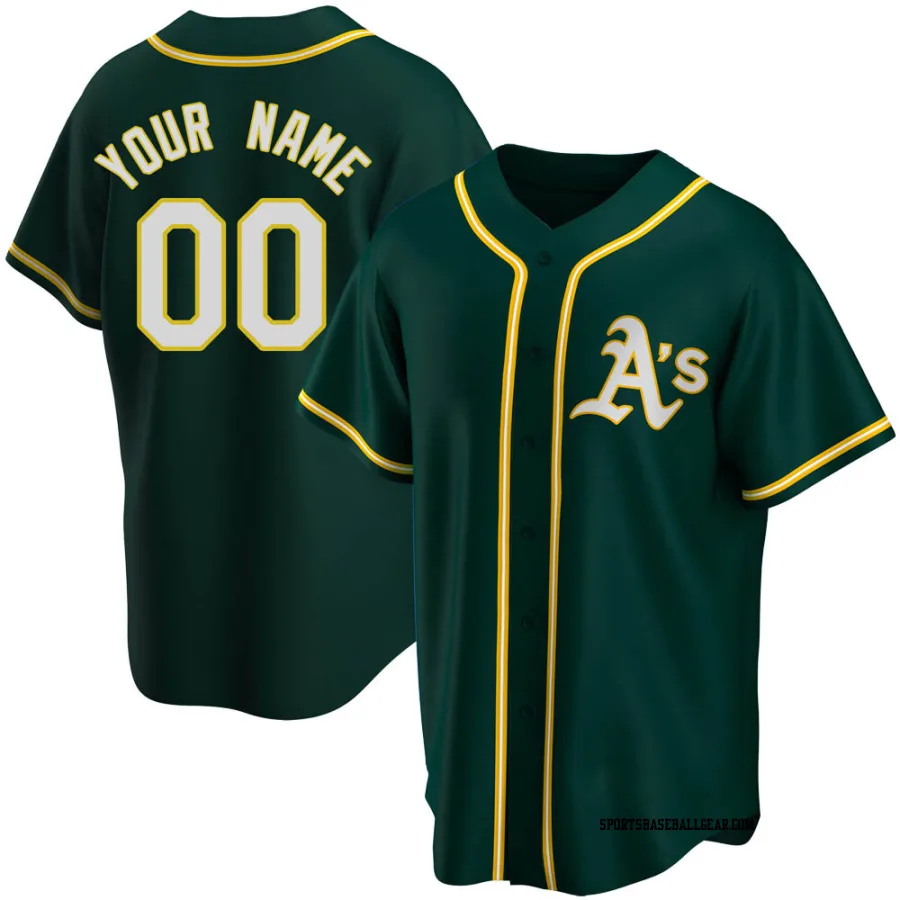 Custom Youth Oakland Athletics Green Replica Alternate Jersey