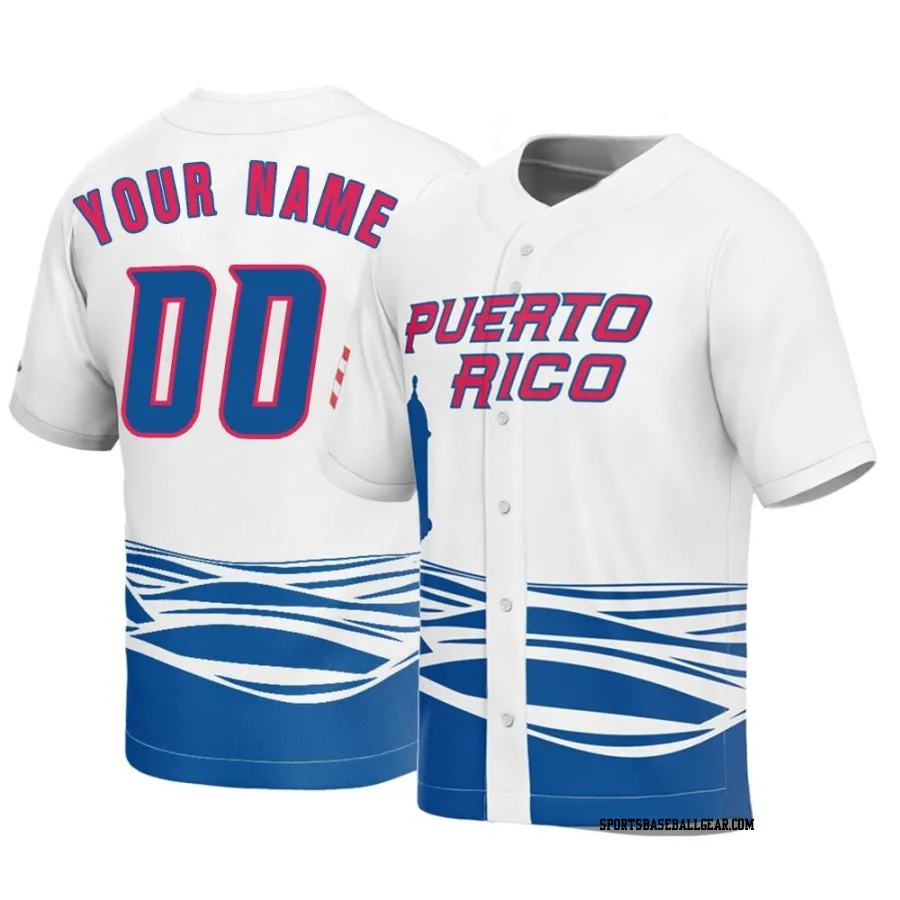 Custom Youth Puerto Rico Baseball White Replica 2023 World Baseball Classic Jersey