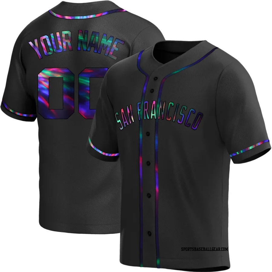 Custom Youth San Francisco Giants Black Holographic Replica Alternate Jersey