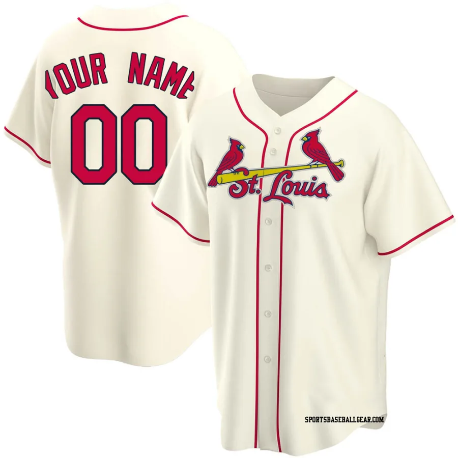 Custom Youth St. Louis Cardinals Cream Replica Alternate Jersey