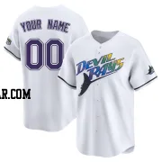 Custom Youth Tampa Bay Rays White Limited Throwback Cooperstown Jersey