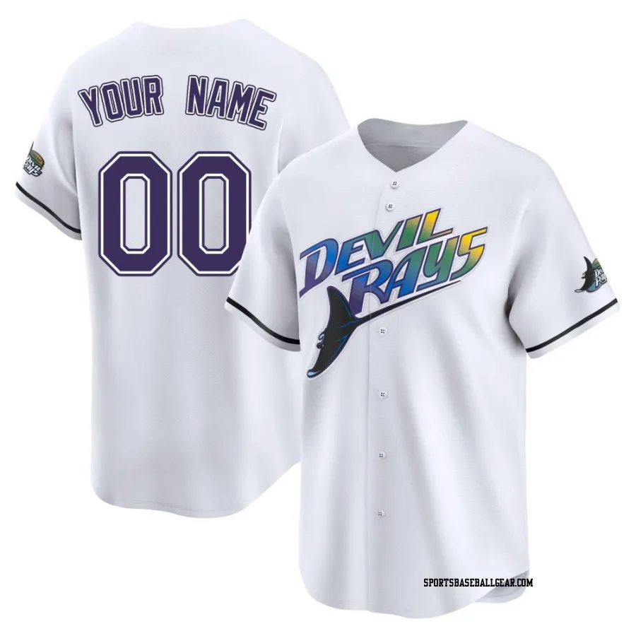 Custom Youth Tampa Bay Rays White Limited Throwback Cooperstown Jersey