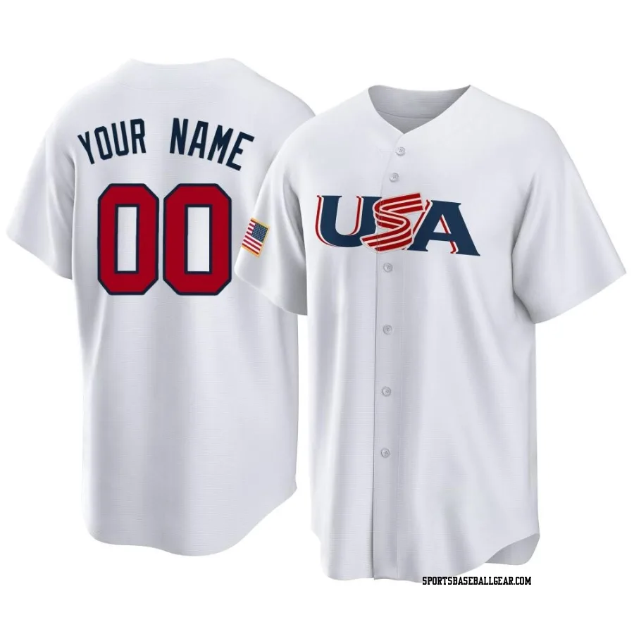 Custom Youth USA Baseball White Replica 2023 World Baseball Classic Jersey