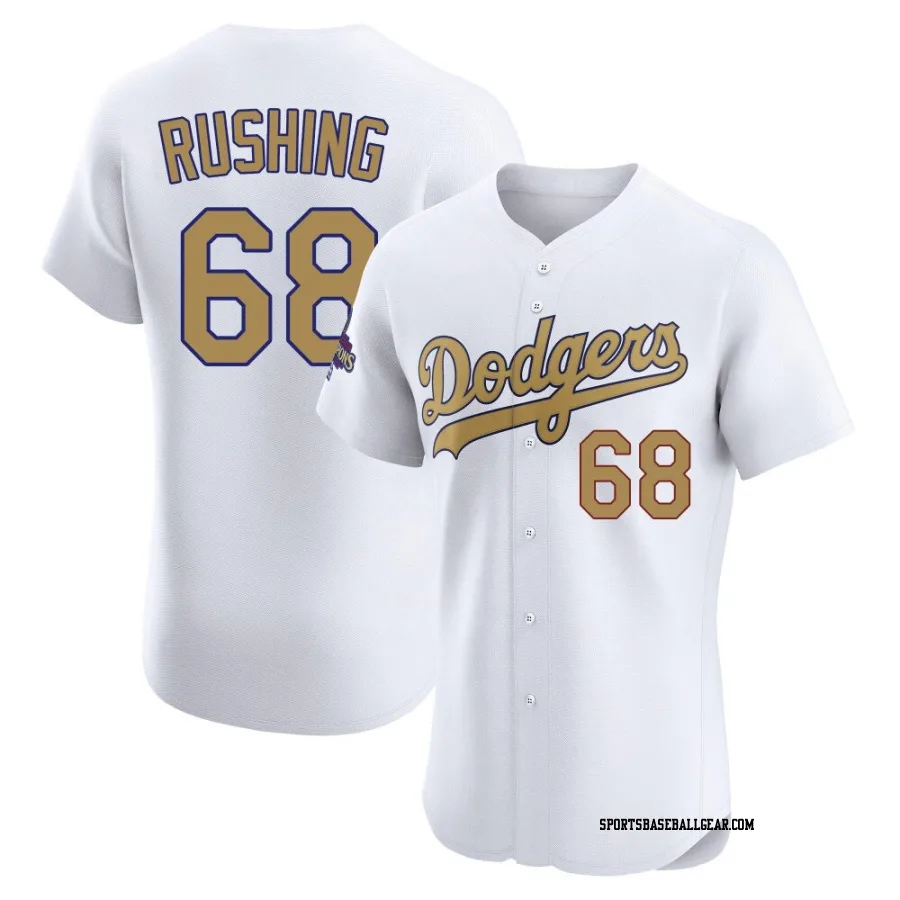 Dalton Rushing Men's Los Angeles Dodgers Gold Elite White 2025 Collection Jersey